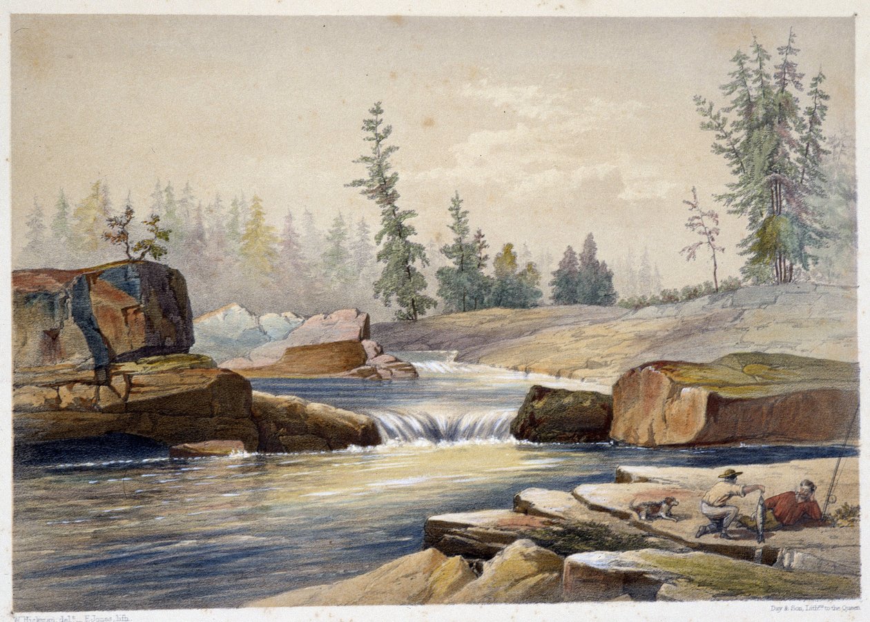 Les chutes de papineau - i "" Sketches on the nipisaguit a river of New Brunswick in America"" af William Hickman, red. Halifax af Unknown artist