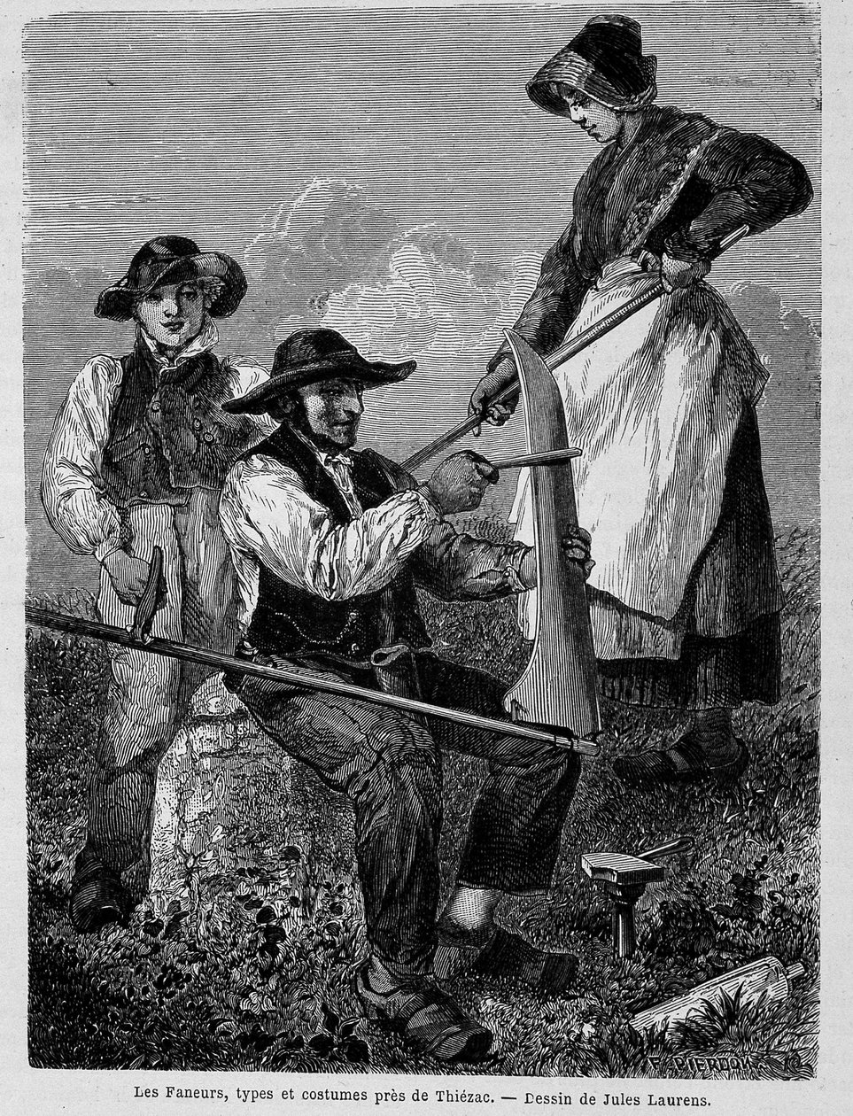 Høvendere, typer og kostumer nær Thiézac, i Auvergne - i "" Jorden rundt"" af Unknown artist