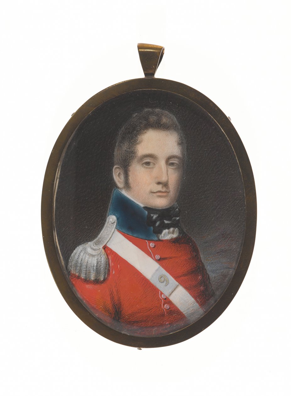 Løjtnant Charles Augustus Elderton (1789-1841), 9. Madras Native Infantry, 25. februar 1811 (miniature på elfenben) af Unknown artist