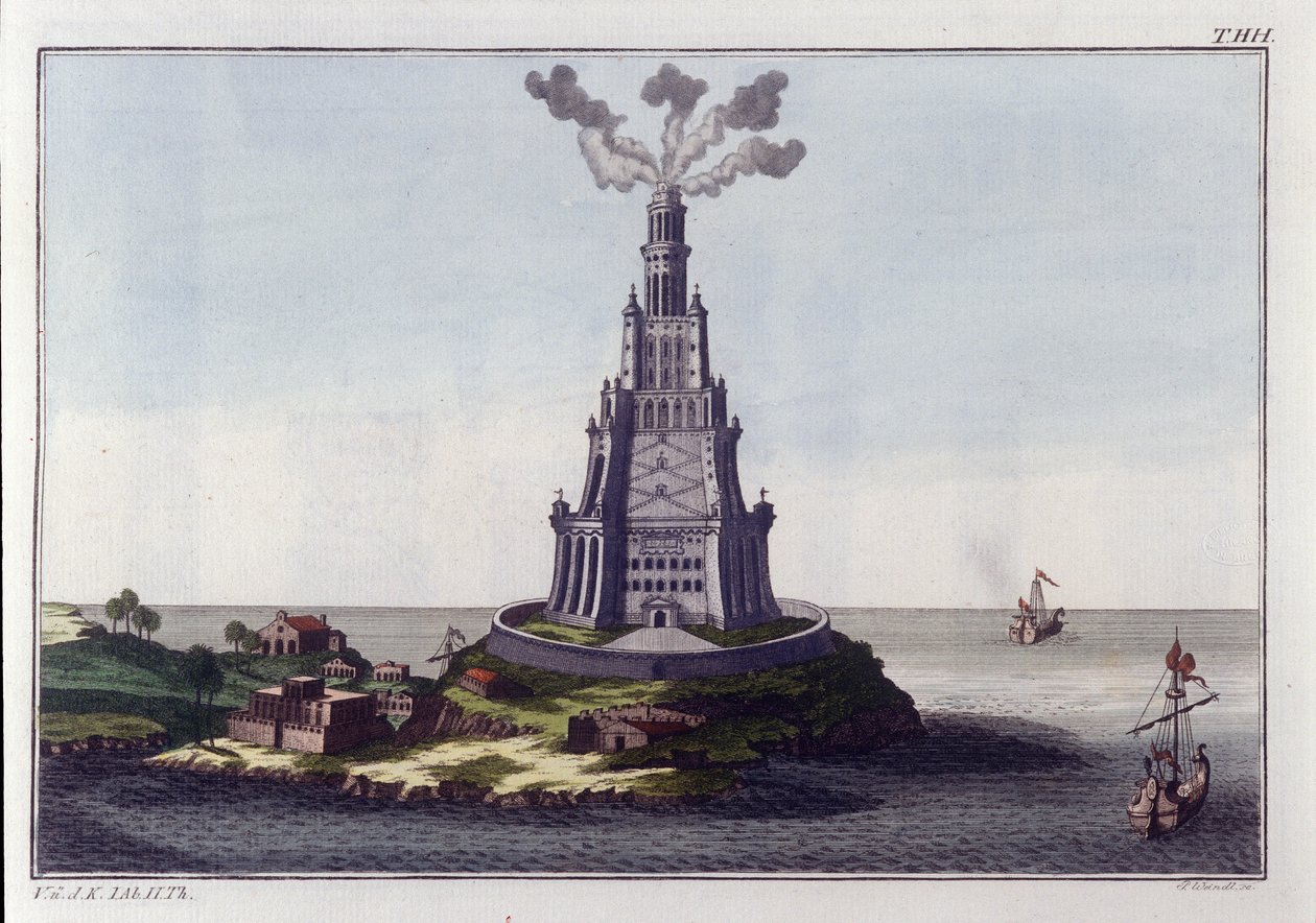 Fyrtårnet i Alexandria. Stik fra begyndelsen af 1800-tallet. af Unknown artist