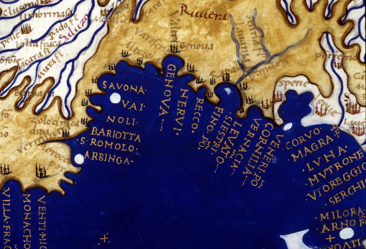 Ligurien. Atlas manuskript fra det 15. århundrede Berlinghieri. af Unknown artist