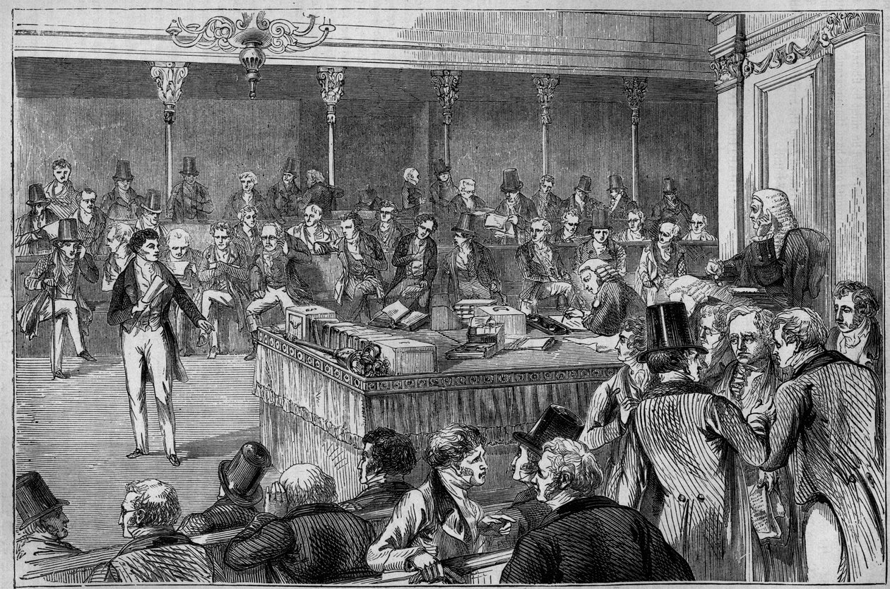 Lord John Russell (1792-1878) introducerer Reform Bill (Reform Act) i House of Lords 1832 (gravering) af Unknown artist