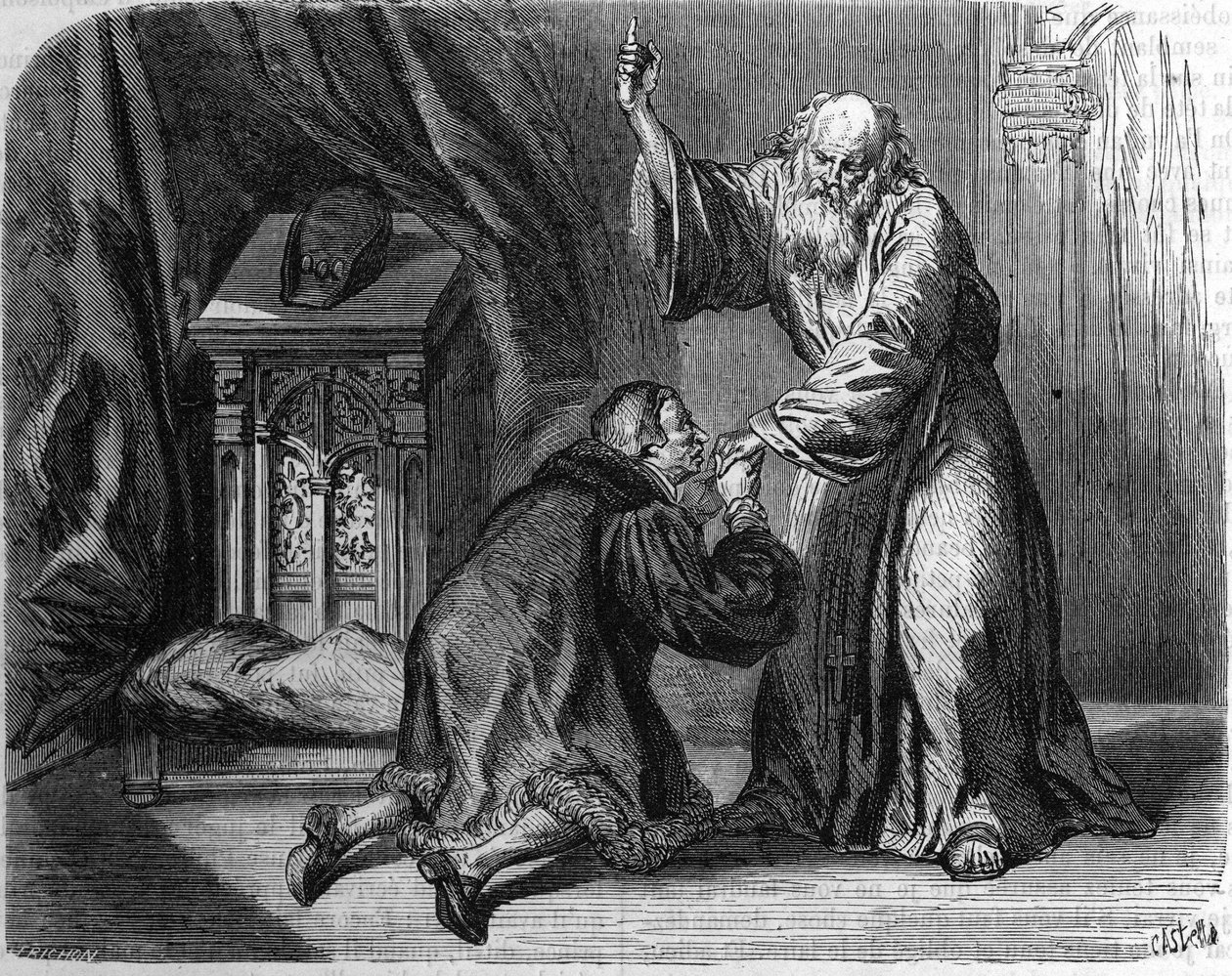 Ludvig XI appellerede til Johannes af Paule om at behandle ham. af Unknown artist