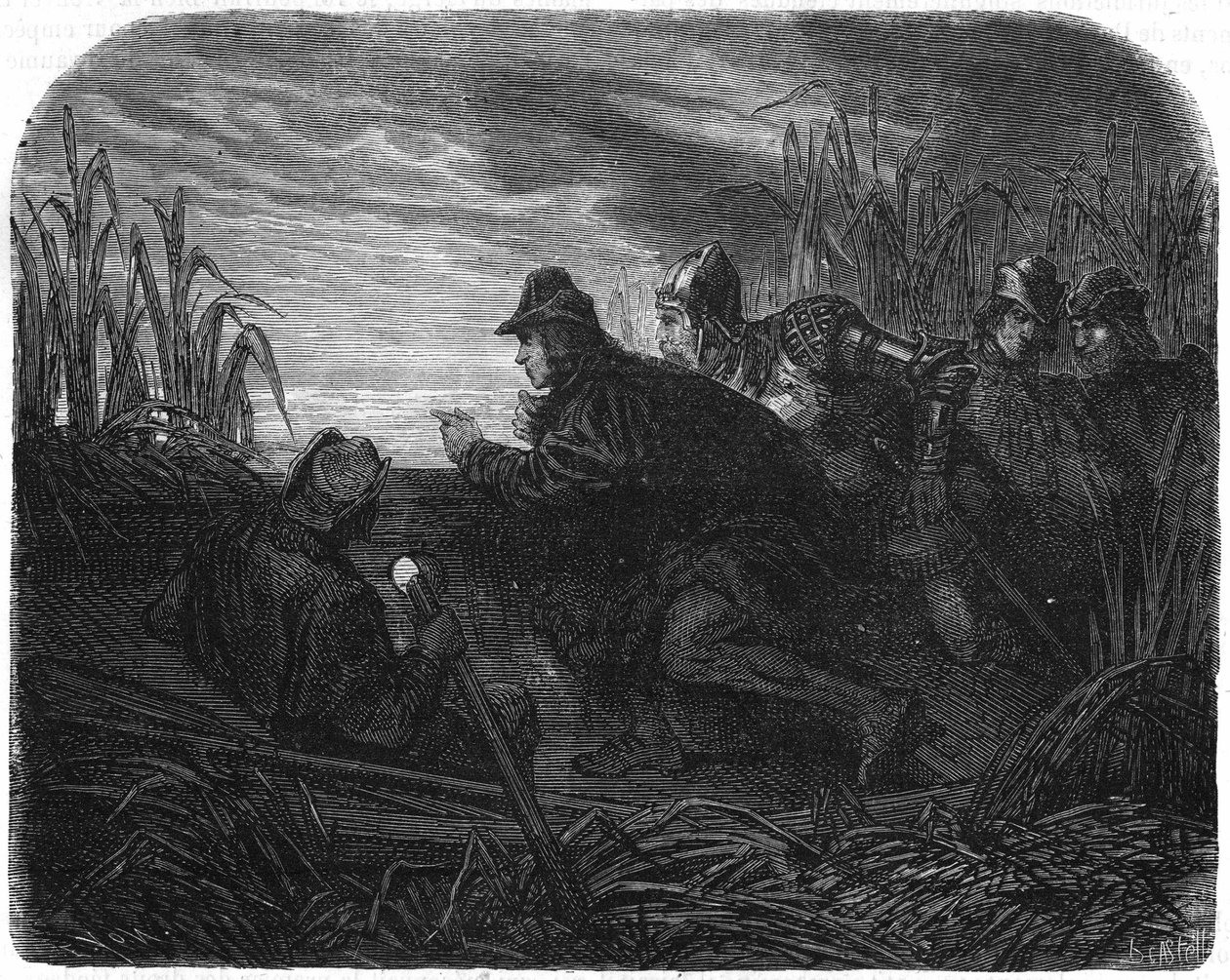 Ludvig XI forfulgt af et engelsk skib på Garonne (1453). af Unknown artist