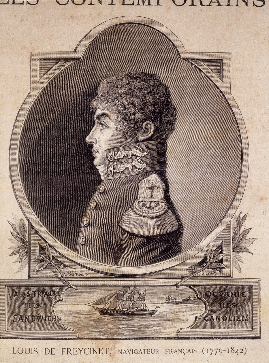 Louis de Freycinet, fransk navigatør (1779 - 1842) - i "" Les Contemporains", n.d. slutningen af ​​det 19. århundrede. af Unknown artist