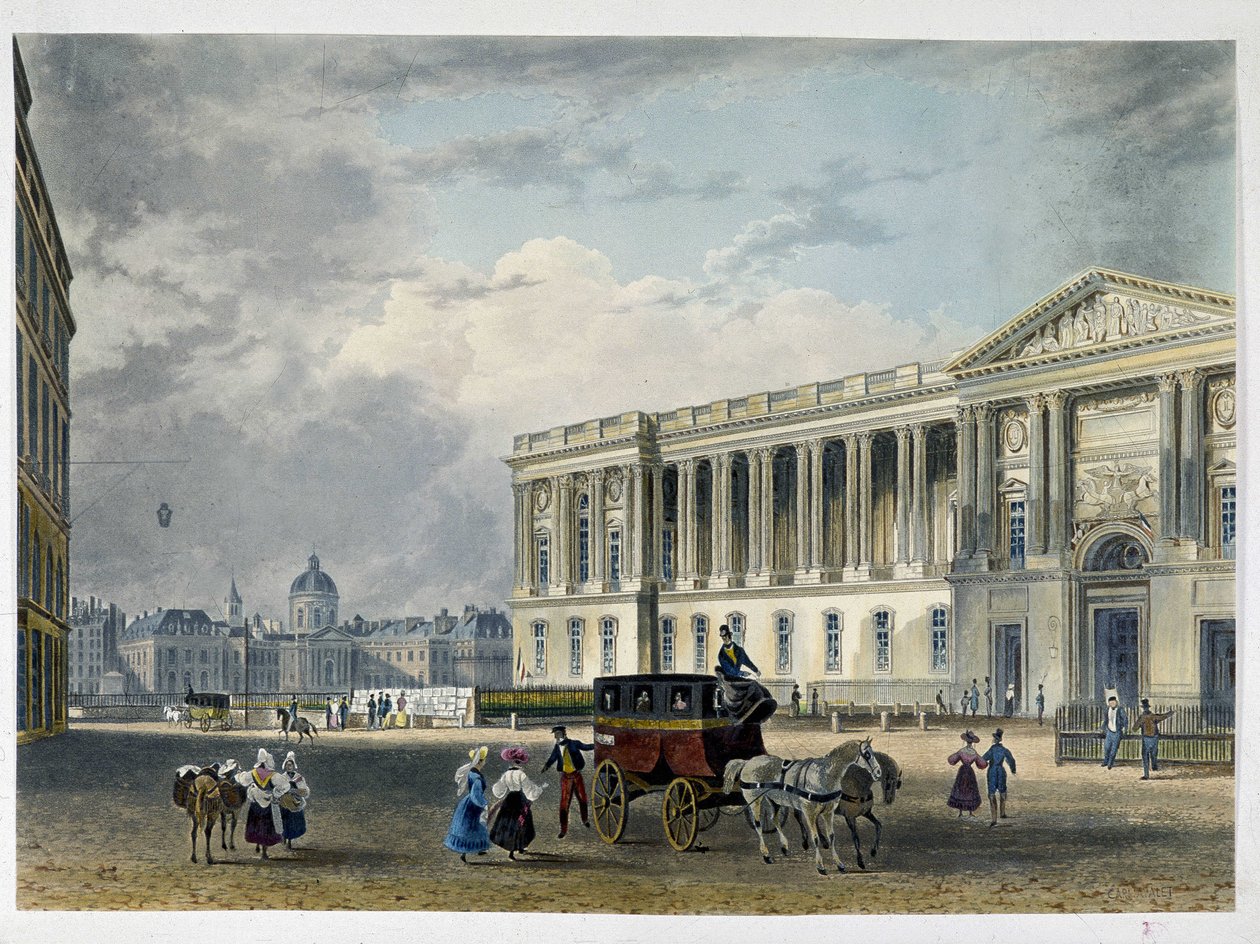 Louvre - østfacade, bagpå kuplen - 1800-tallet af Unknown artist