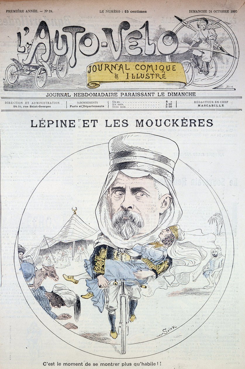 Lépine og Mouckères - i ""Auto-Vélo""" af 12/12/1897, Bibl.de la ville de Paris. af Unknown artist