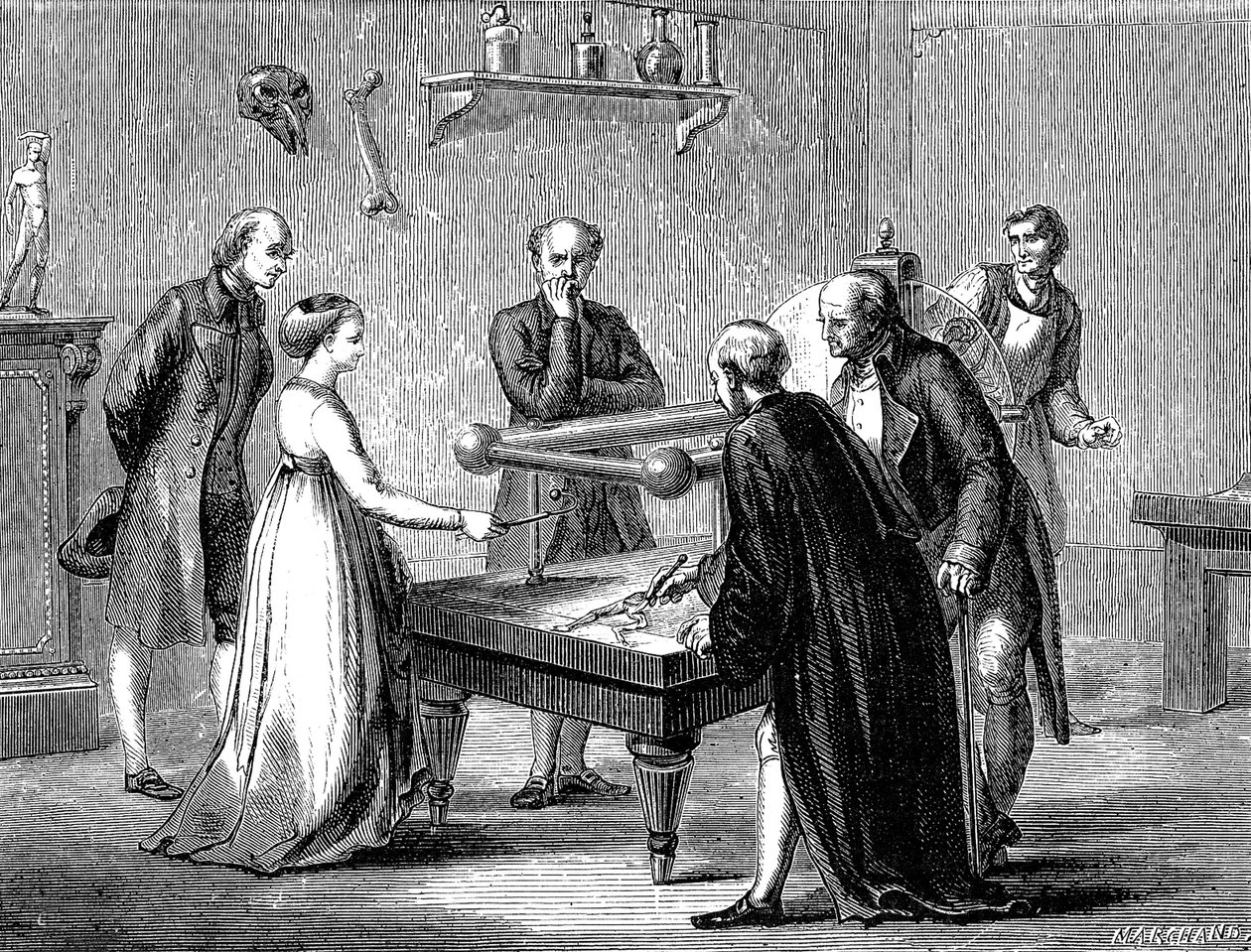 Luigi Galvani opdagede i 1780 frømusklens irritabilitet ved elektricitet af Unknown artist