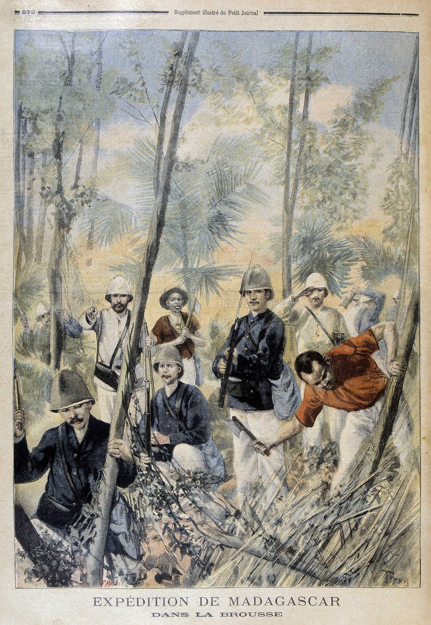 Madagaskar ekspedition: i bushen - i "" Le Petit Journal", august 1895 af Unknown artist