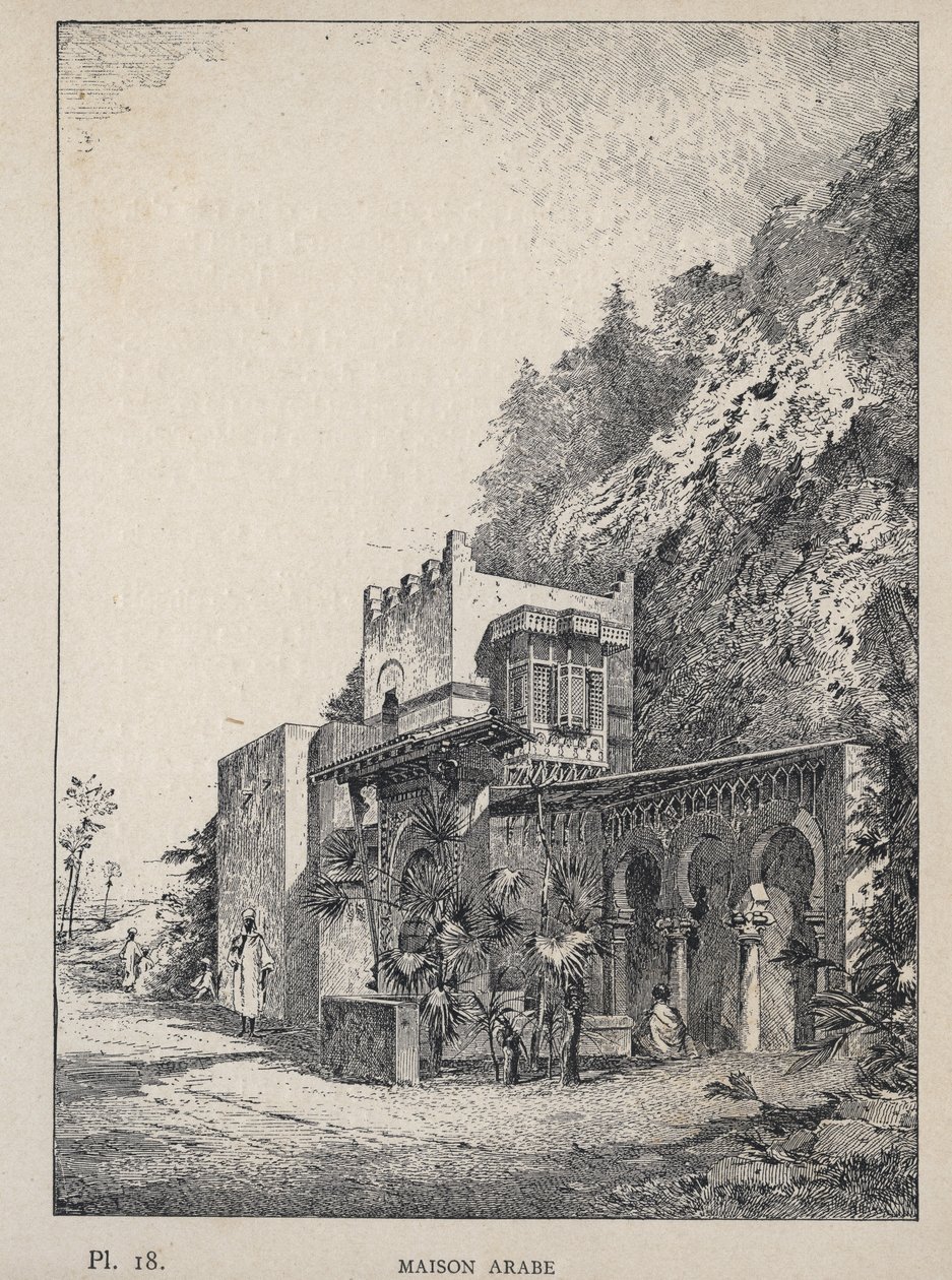 Arab House - indgravering af 1889 i "History of human habitation at the Universal Exhibition of 1889, by Mr Charles GARNIER - Librairie centrale des beaux-arts Paris 1889 af Unknown artist