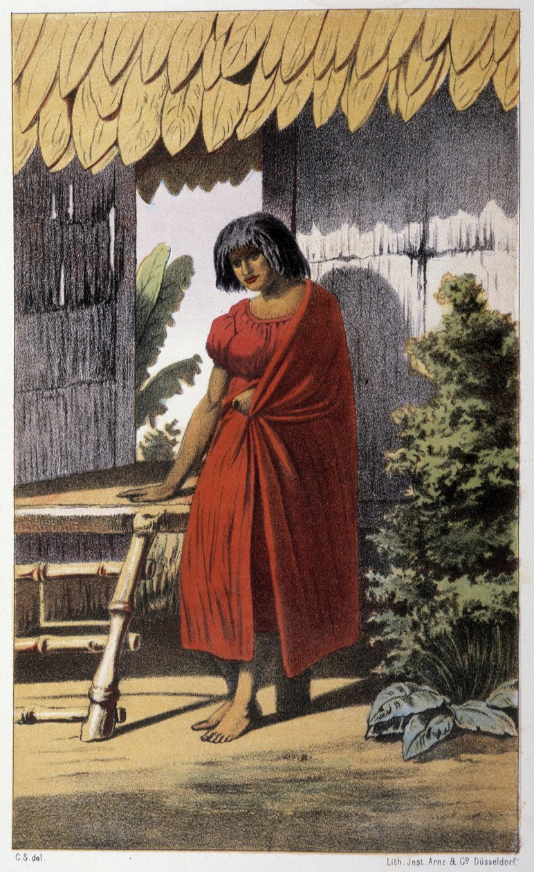 Malay Qvinna (Oceanien) - i “” Første svenske jordomsejling ”” ”” af Skogman Carl Johan Alfred, red. Stockhlom, Adolf Bonnier af Unknown artist