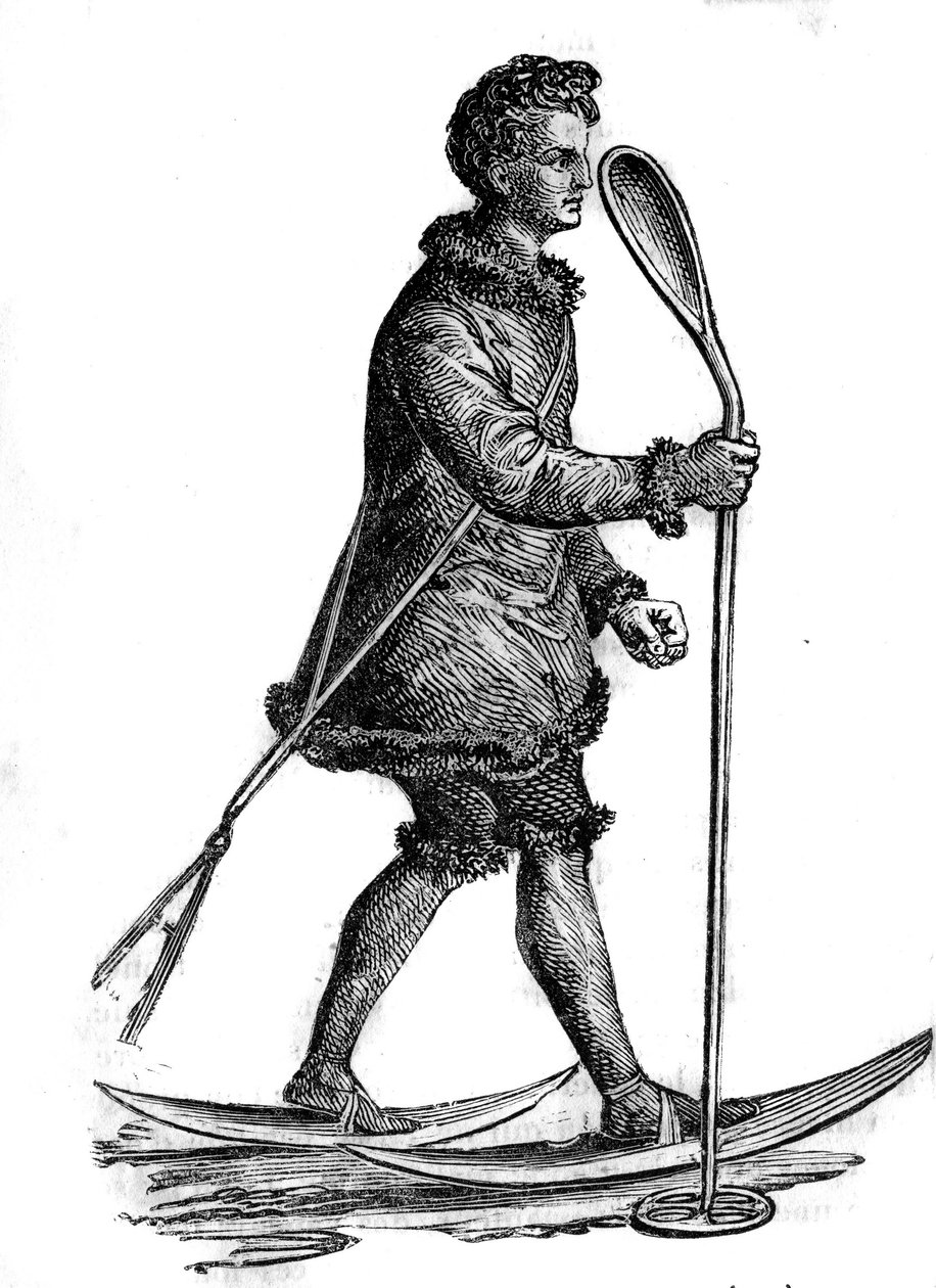 Mand i traditionelt khantykostume (khante eller ostiak) på jagt efter Hermine. Khantyerne er finsk-ugriske folk, der bor i det vestlige Sibirien. af Unknown artist