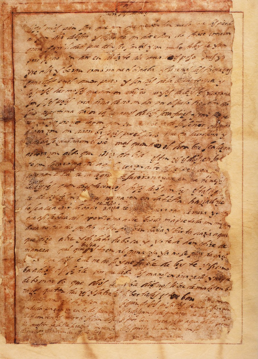 manuskript. Brev nr. 7 til munkene i Beas de Segura. Papir. 18 november 1585. af Unknown artist