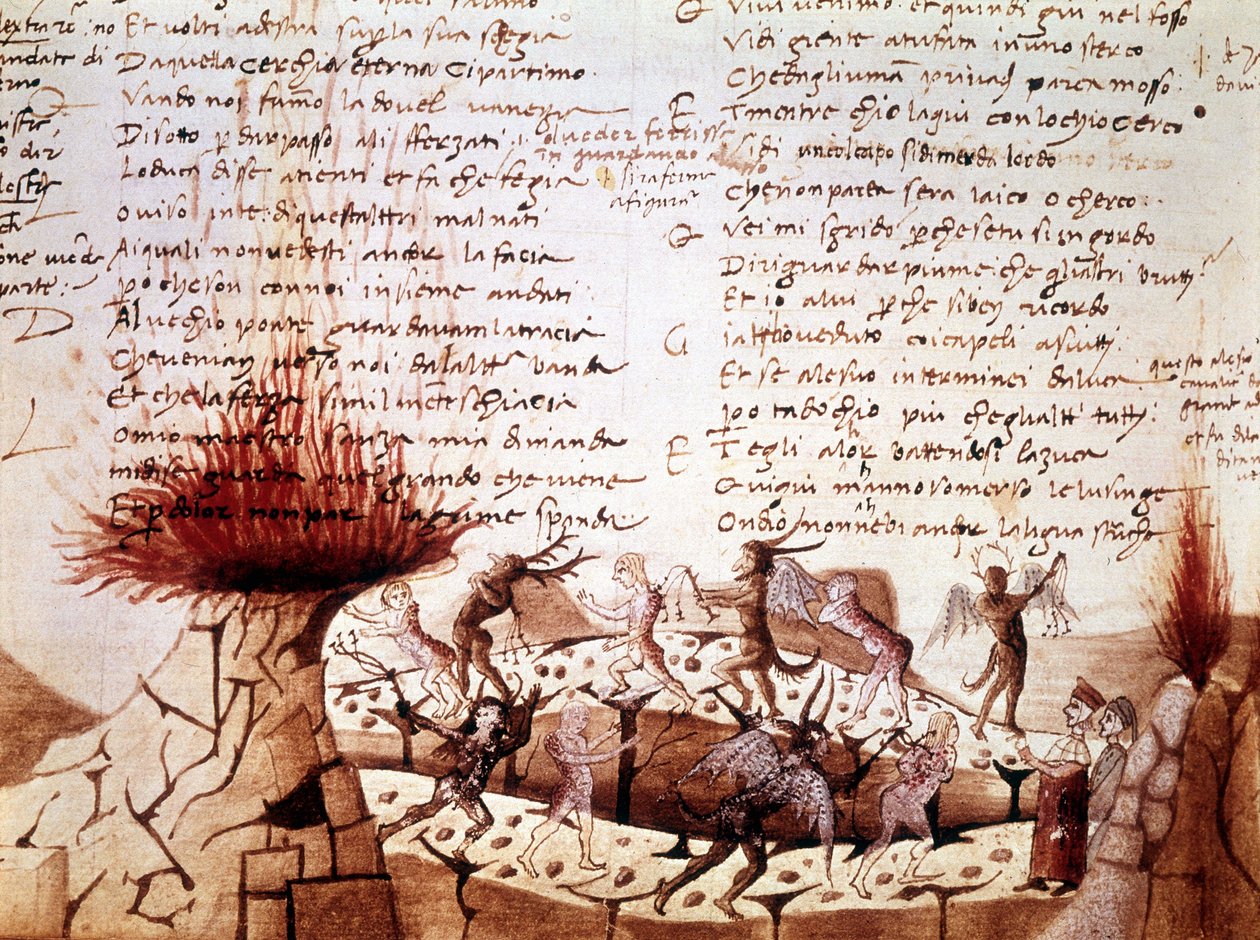 Manuskript til "Den guddommelige komedie" af Dante Alighieri: Helvede af Unknown artist