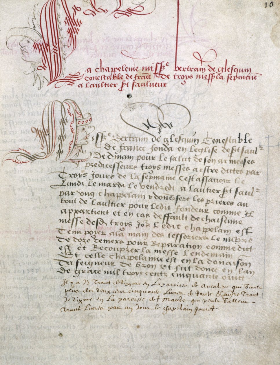 Manuskript relateret til Du Guesclin (Duguesclin) Bibliotheque Municipale de Dinan. af Unknown artist