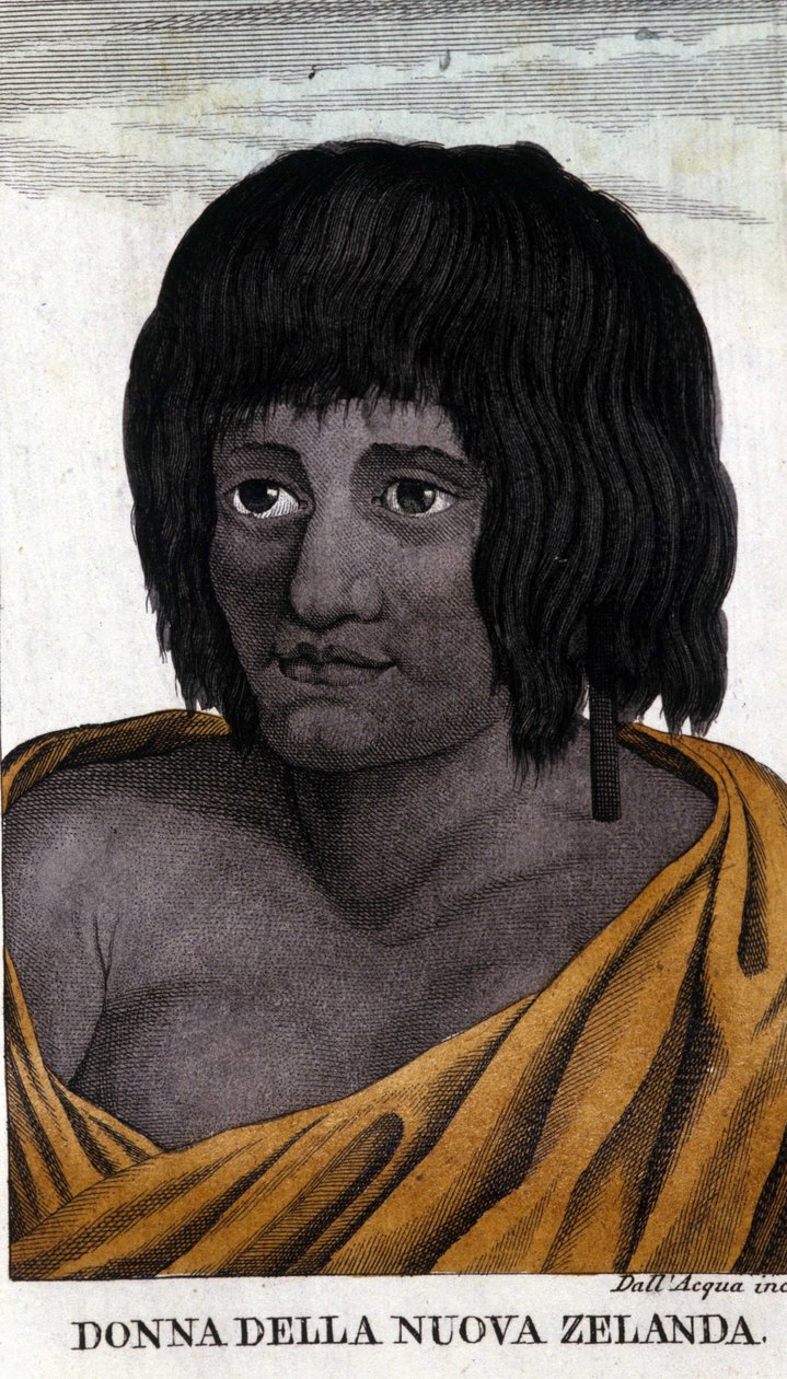 Maori kvinde fra New Zealand. Stik fra begyndelsen af 1800-tallet. af Unknown artist