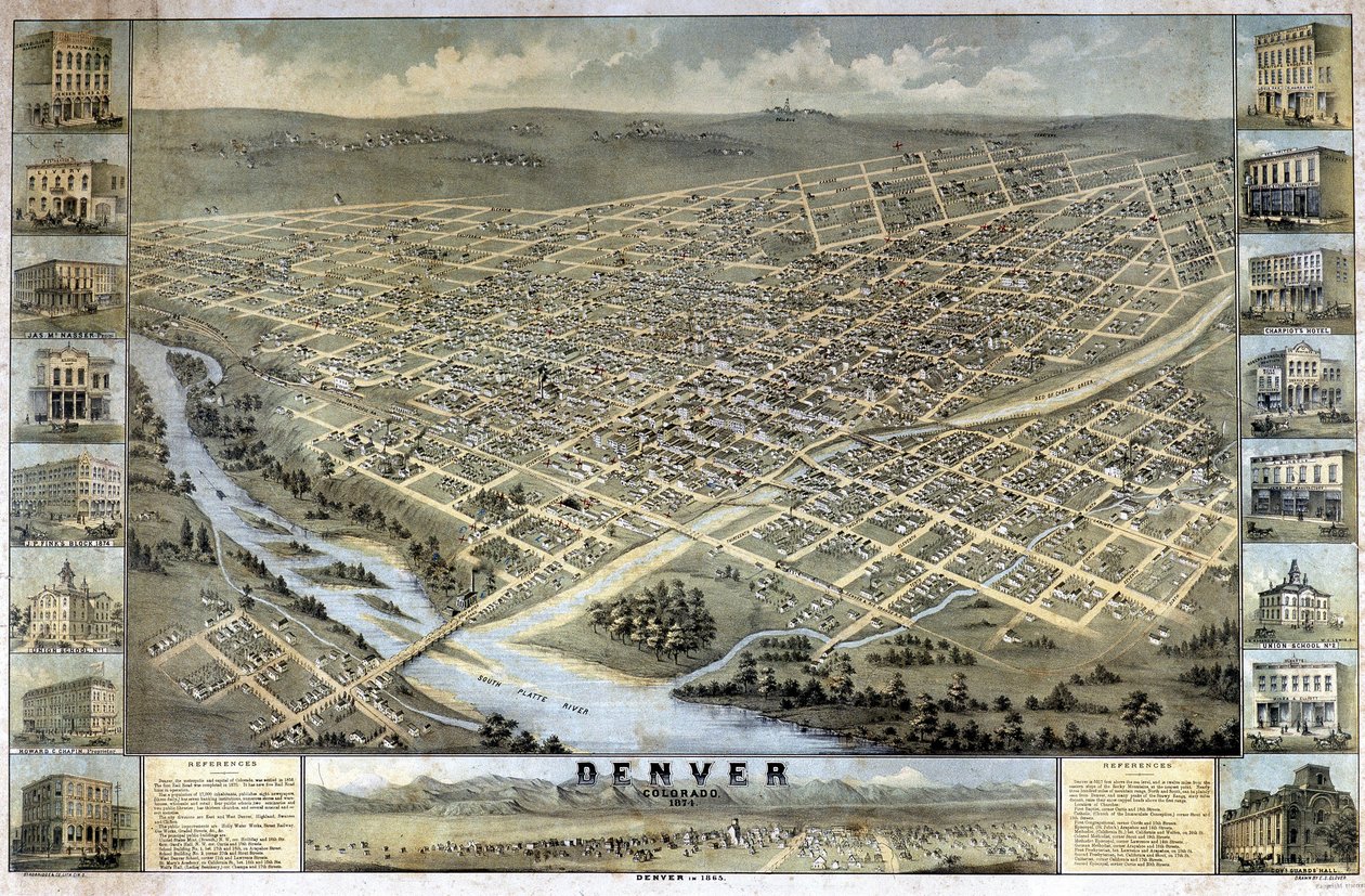 Kort over Denver, Colorado af Unknown artist