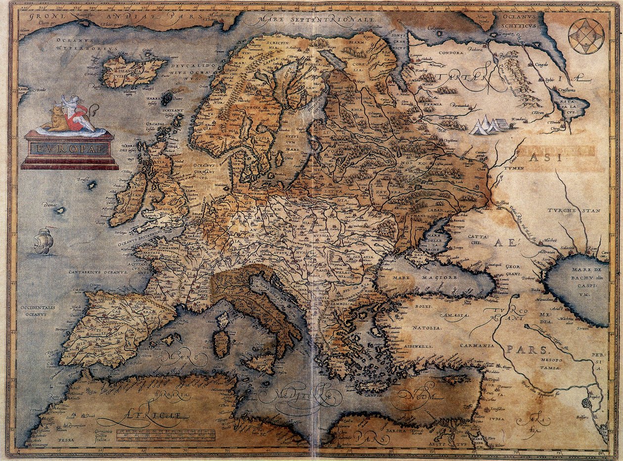 Kort over Europa af Unknown artist