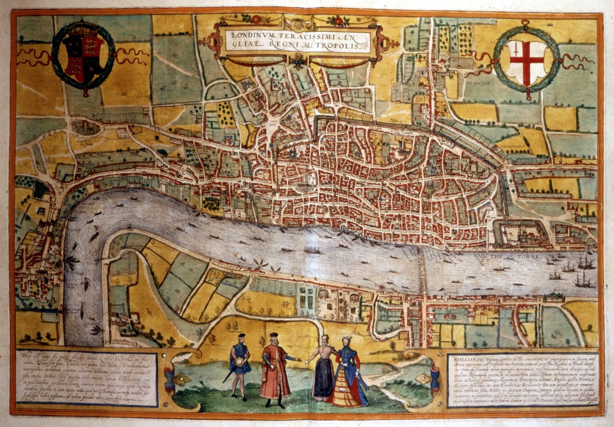 Kort over London i det 16. århundrede. af Unknown artist