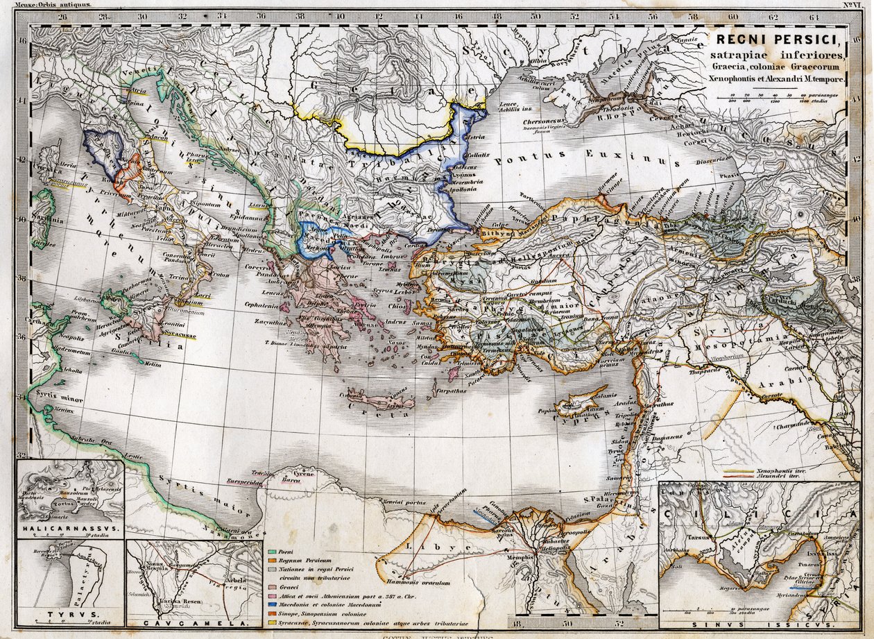 Kort over det persiske imperium under Alexander den Stores regeringstid. Atlas af 1865. af Unknown artist