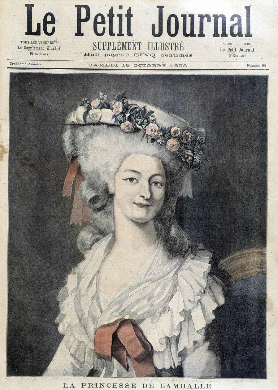 Marie Therese af Savoie Carignan (1749-1792), prinsesse af Lamballe - Forside "" The Petity Journal"" af Unknown artist