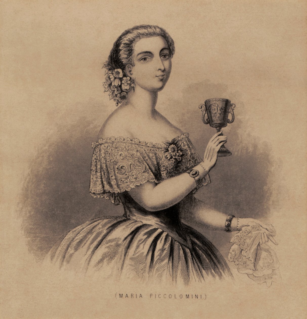 Marietta Piccolomini - portræt af den italienske sopran af Unknown