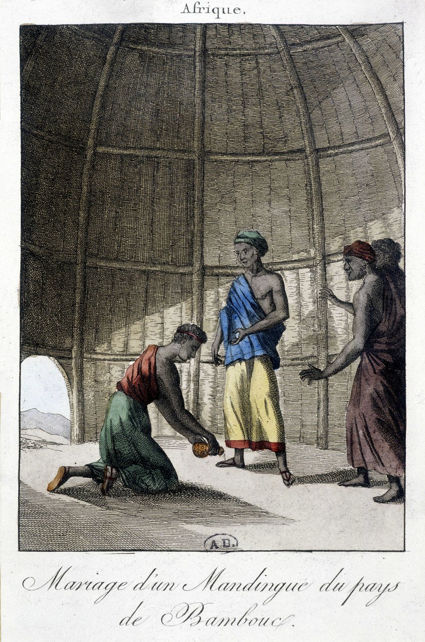Ægteskab i Mandingues (Mali?), Afrika - gravering af Unknown artist