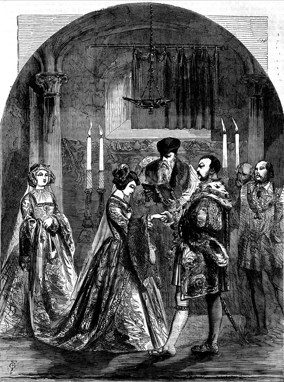 Ægteskab med Anne de Boleyn (Anna eller Ann Bolin og Anne Bullen af Unknown artist