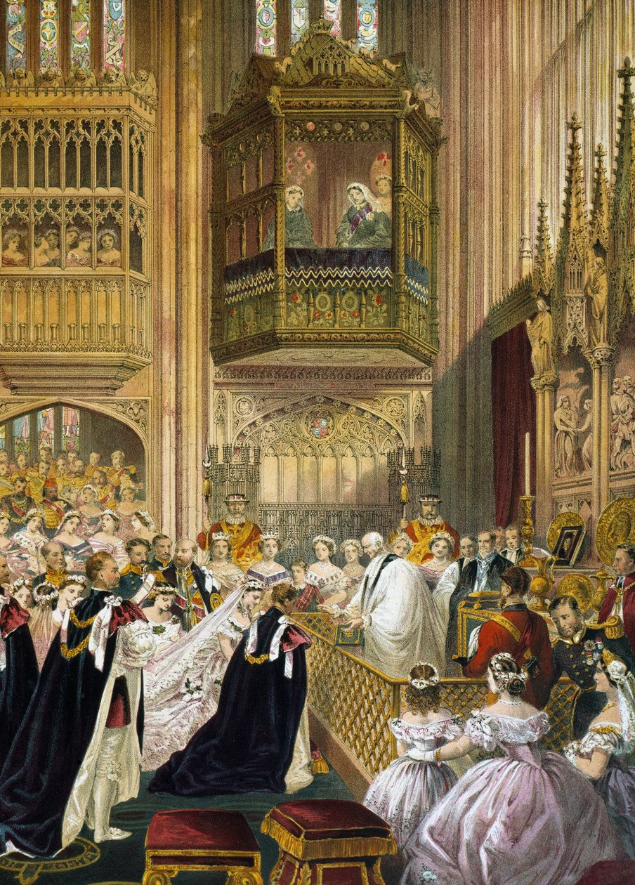 Ægteskab mellem prinsen af Wales (som blev kong Edward VII af England) (1841-1910) med Alexandra af Danmark (Alexandra Caroline Marie Charlotte Louise Julie af Schleswig-Holstein-Sonderburg-Glucksbourg (Schleswig Holstein Sonderburg Glucksbourg) (1844-19) af Unknown artist