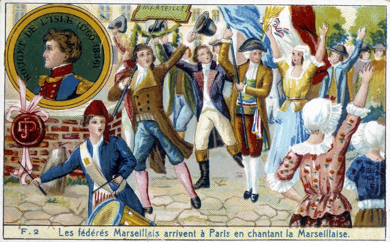 Marseille Federates ankommer til Paris syngende Marseillaise - chromo., slutningen af det 19. århundrede af Unknown artist