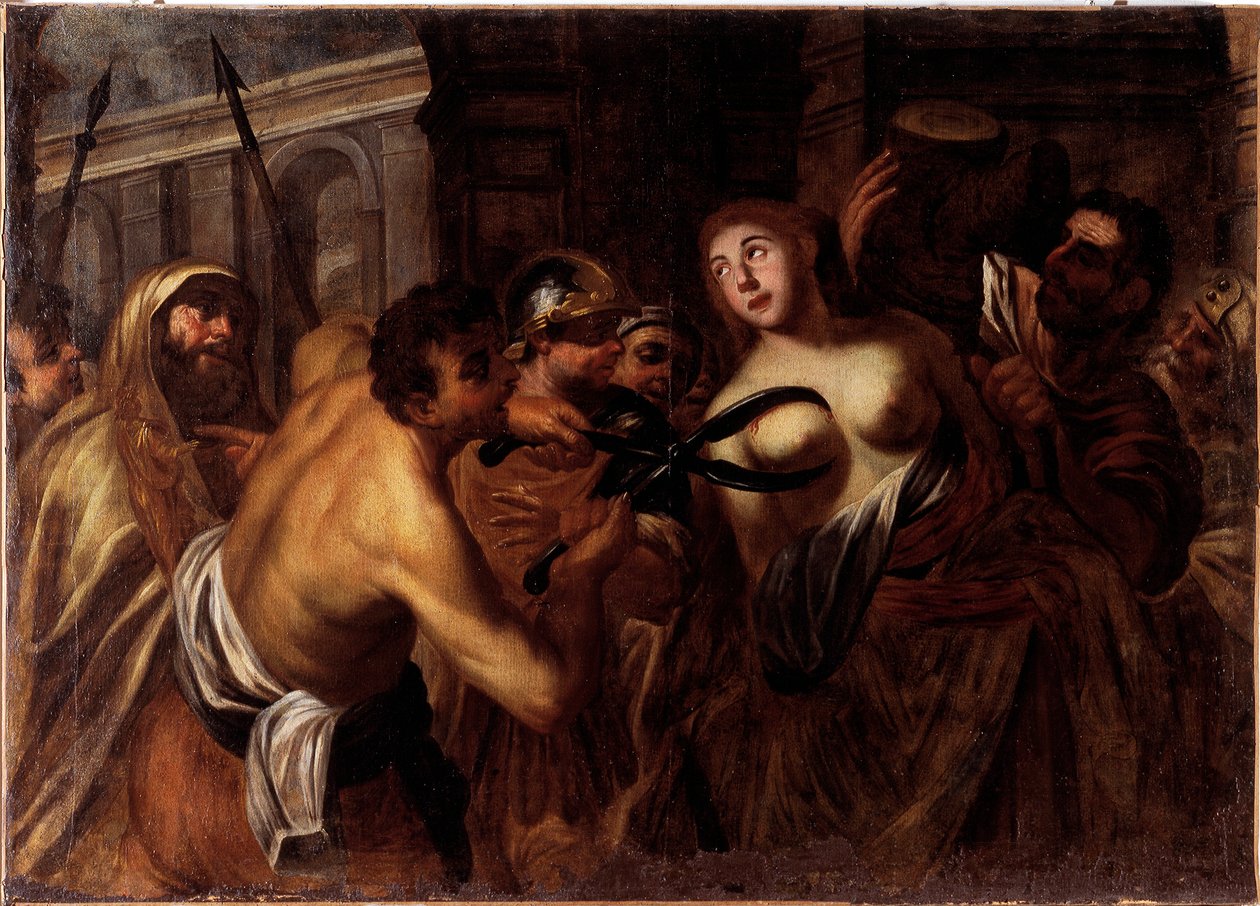 Martyrium af Saint Agatha af Sicilien (olie på lærred af Unknown artist
