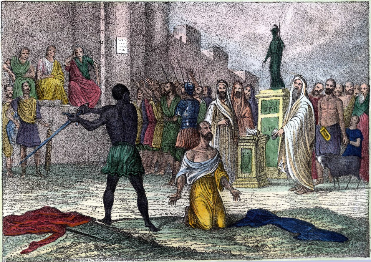 Martyrium af Saint Cyprian (Cipriano) (Cyprianus) i 258, første biskop af Karthago dømt til døden. i” L