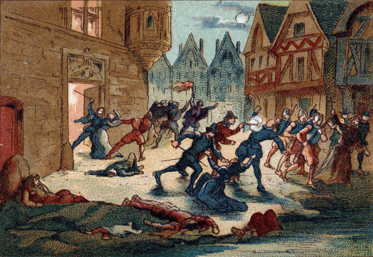Massakren i Saint Barthelemy, 24. august 1572. af Unknown artist