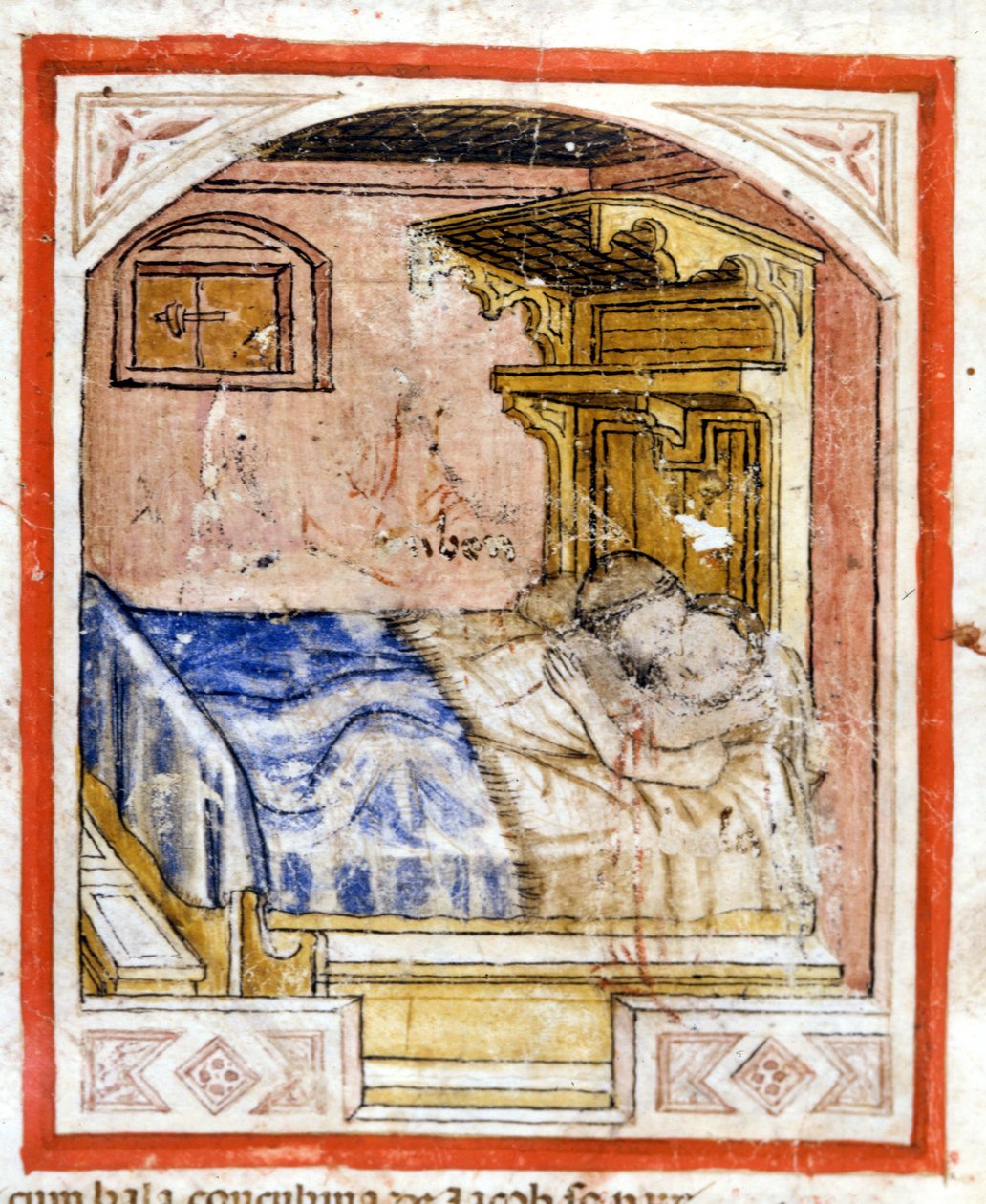Parringsscene. Miniaturer fra codex 212 (eller Padovano Codice eller Bible of Padua) 1390-1400 Rovigo, Accademia dei Concordi af Unknown artist