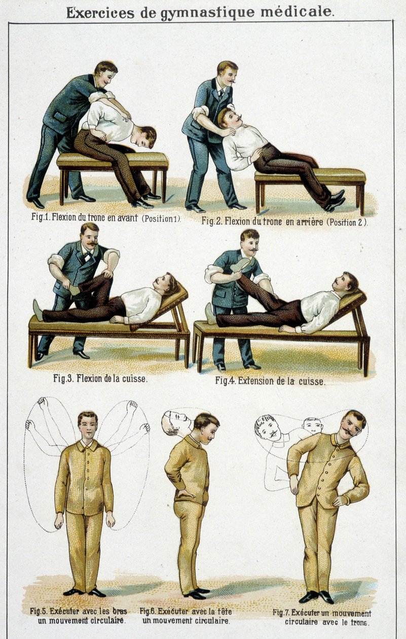 Medicinske gymnastikøvelser - i "Bilz, Natural Medicine", slutningen af det 19. århundrede af Unknown artist