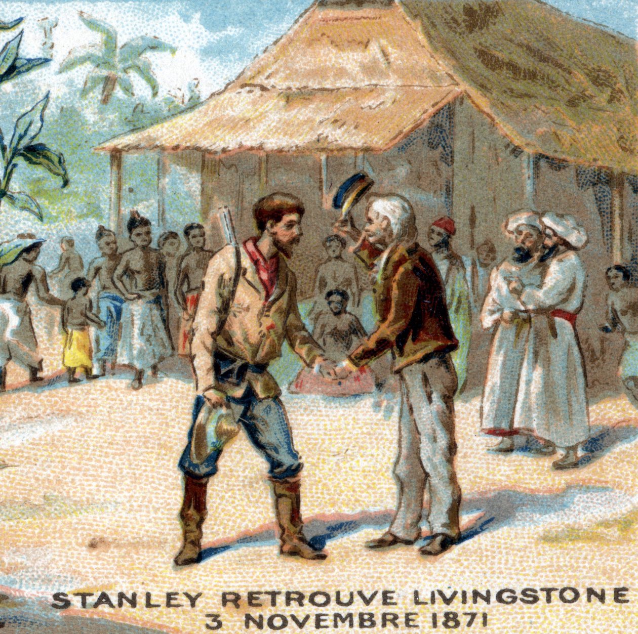 Møde mellem Sir Henry Morton Stanley (1841-1904) og David Livingstone (1813-1873) i 1871 af Unknown artist