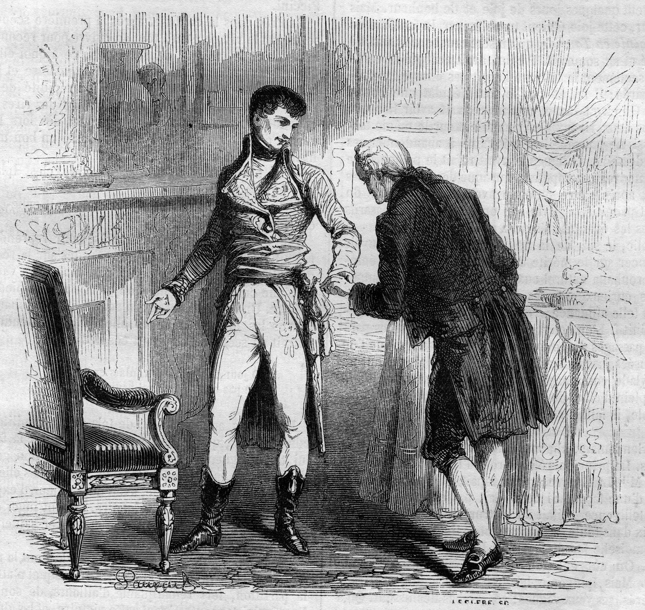 Møde mellem den italienske komponist Niccolo Vito Piccinni (1728-1800) og den første konsul Bonaparte (Napoleon 1. af Unknown artist