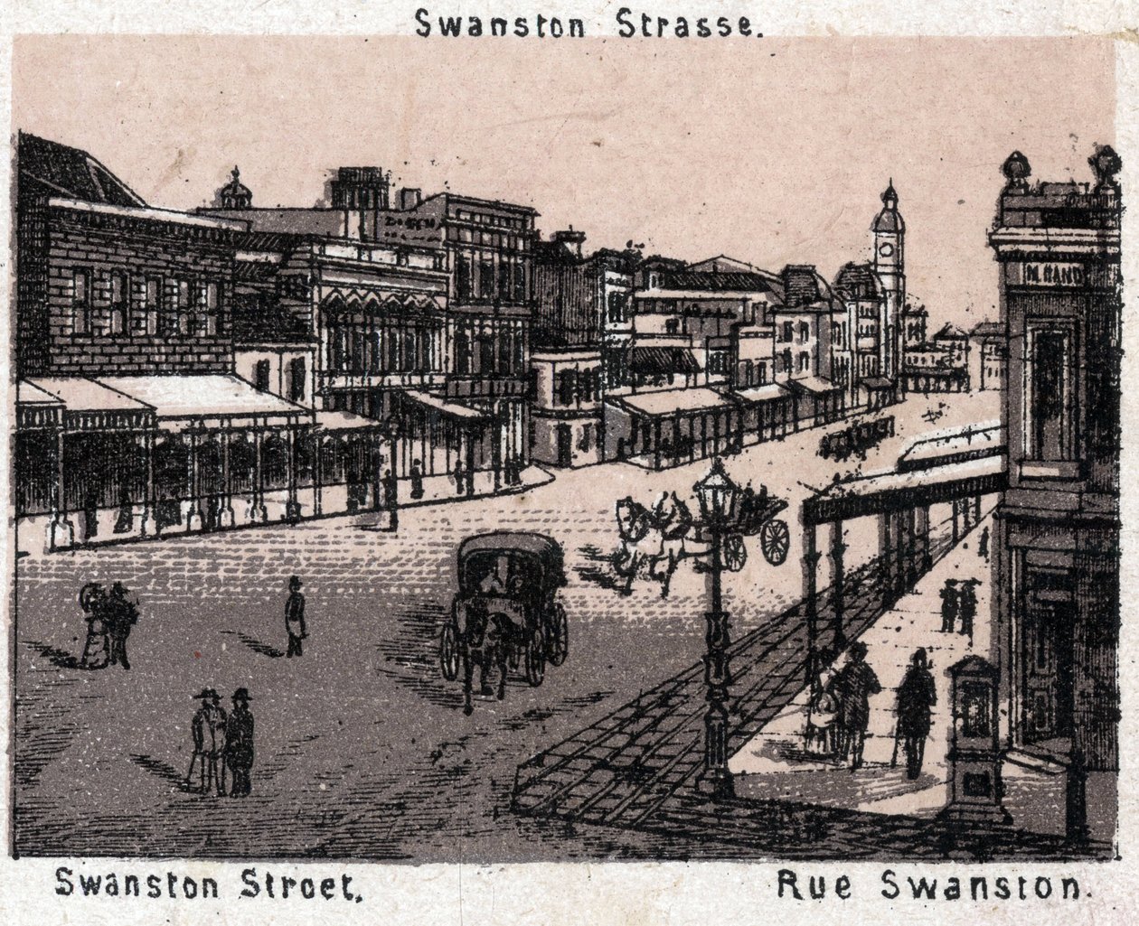Melbourne, Australien: udsigt over Swanston Street. i "" Verden illustrerer 168 visninger"" Udateret (slutningen af det 19. århundrede) af Unknown artist