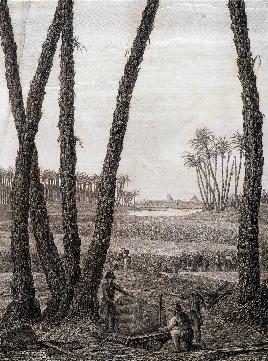 Memphis, udsigt over ruinerne (videnskabsmænd og arbejdende kunstnere) - i "" Beskrivelse af Egypten", Imperial Editions af Unknown artist