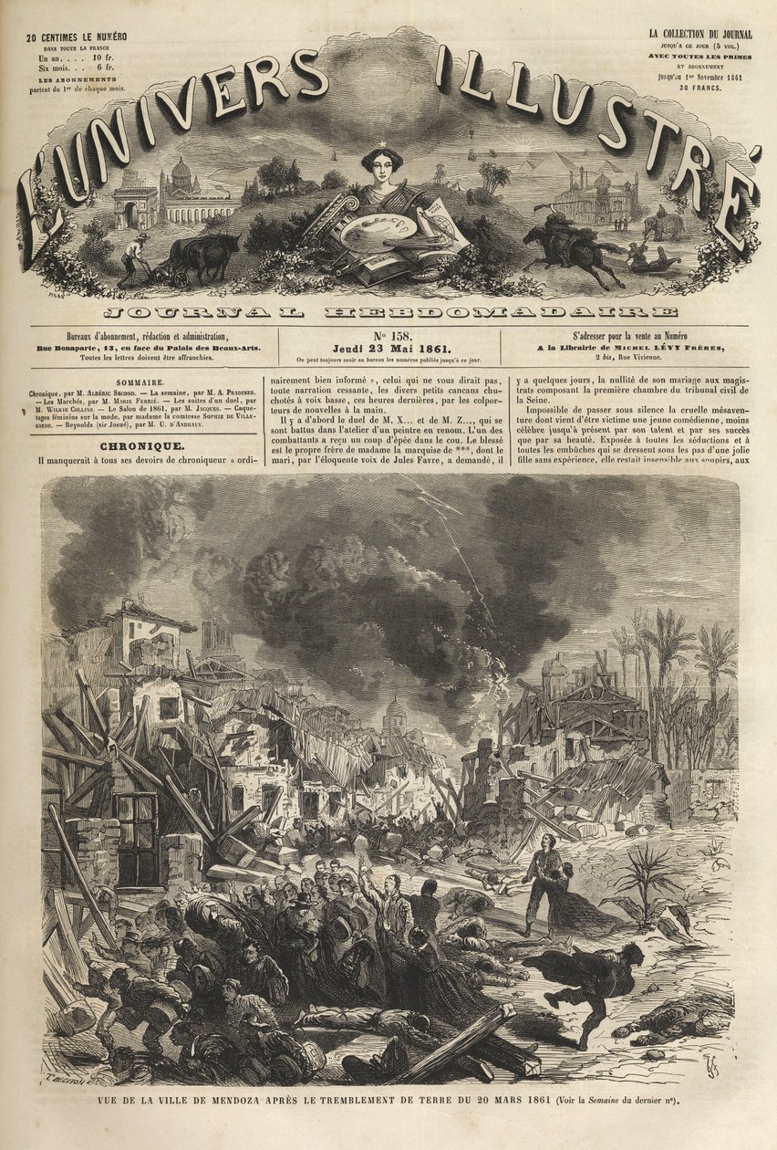 Mendoza, Argentina - Jordskælvet i 1861 - Seisme de 1861 a Mendoza - Argentina - 20. marts 1861 - The Illustrous Universe in 1861 - af Unknown artist