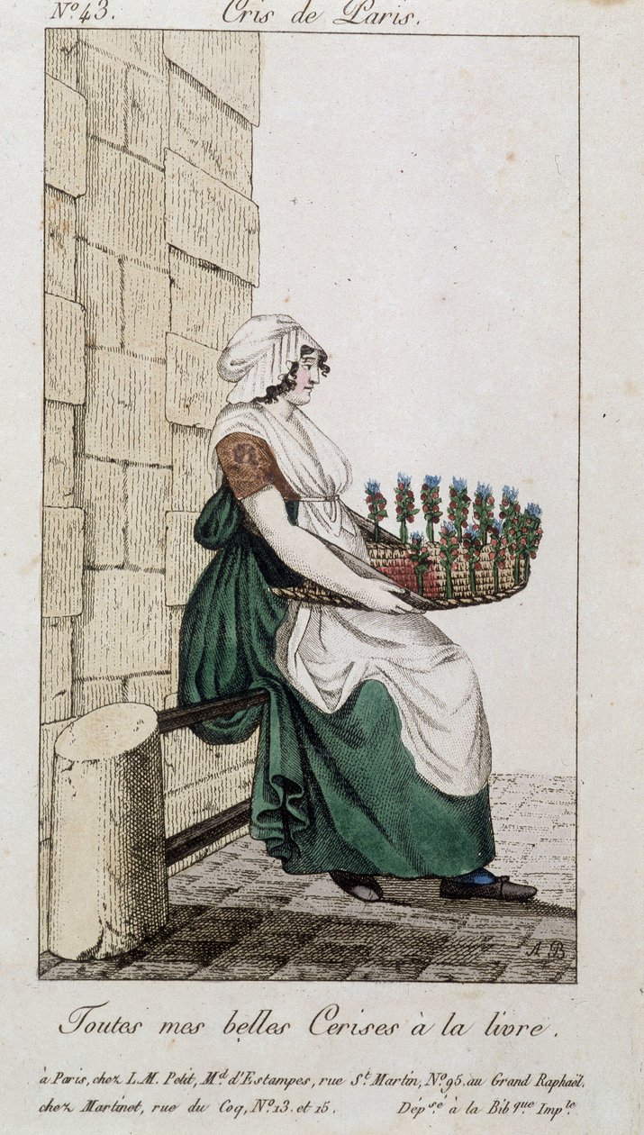 Købmand af kirsebær - i "" Cris de Paris"", deb. 19. århundrede af Unknown artist