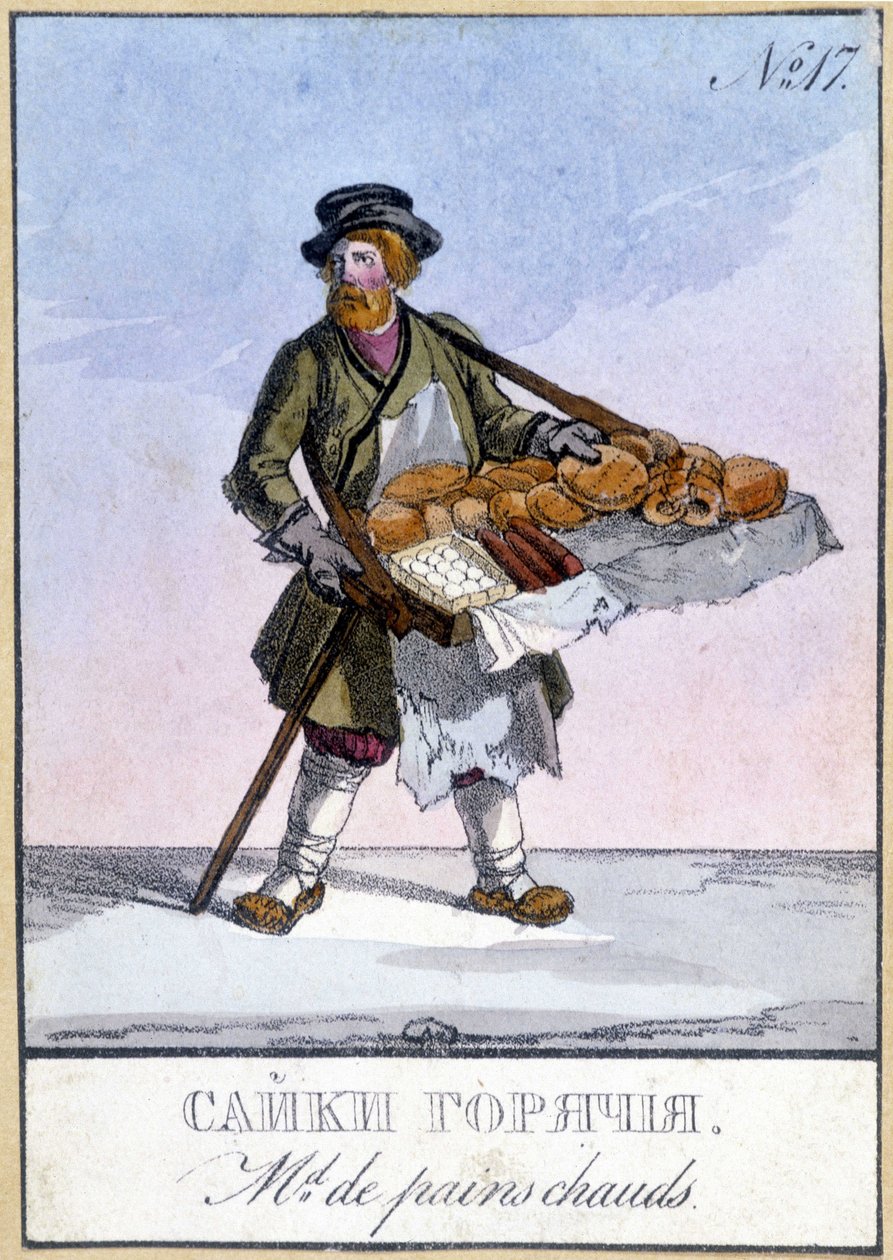 Købmand af varmt brød i Rusland i det 19. århundrede. af Unknown artist