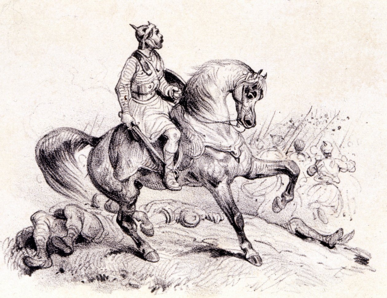Merovée slår hunnerne. af Unknown artist