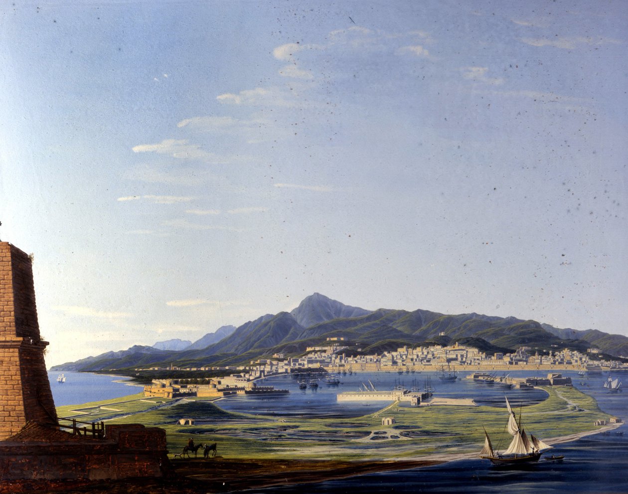 Messina set fra Sundet. Anonymt 1800-tals maleri. af Unknown artist