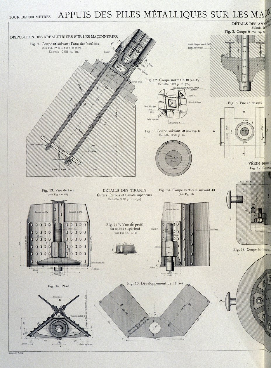 Metalpæle af Eiffeltårnet - industrielt design af Unknown artist