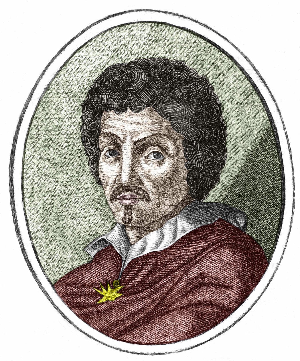 Michelangelo Merisi dit il Caravaggio eller Caravaggio (1569 - 1609), gravering fra det 17. århundrede. af Unknown artist
