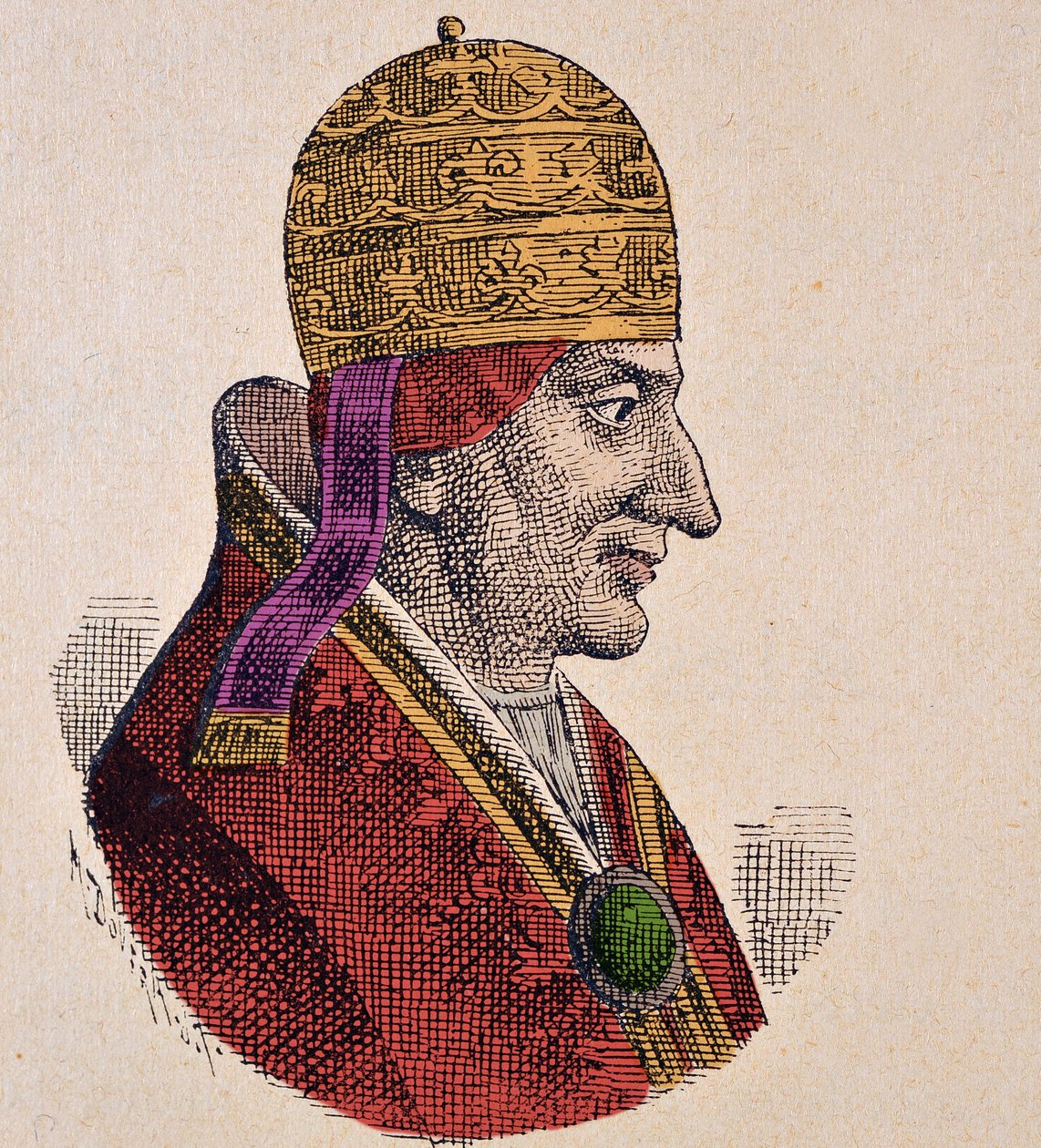 Middelalder: repræsentation af pave Alexander III (Alessandro) (1105-1181) Indgravering fra "" La storia dei papi del kort. Hergenrother” 1898 af Unknown artist