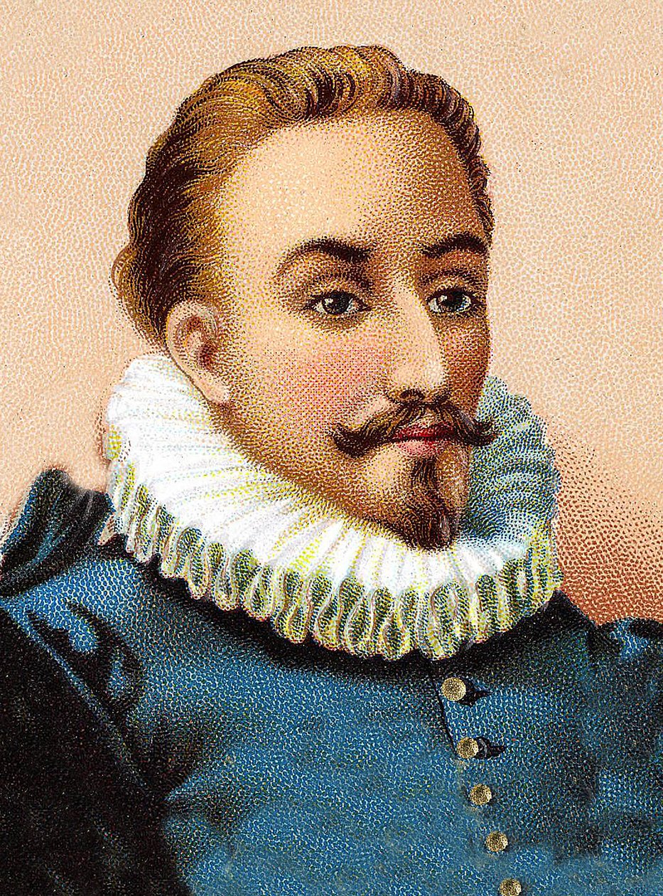 Miguel de Cervantes Saavedra 1547-1616 - Portræt af Miguel de Cervantes (1547-1616), spansk digter og dramatiker af Unknown artist