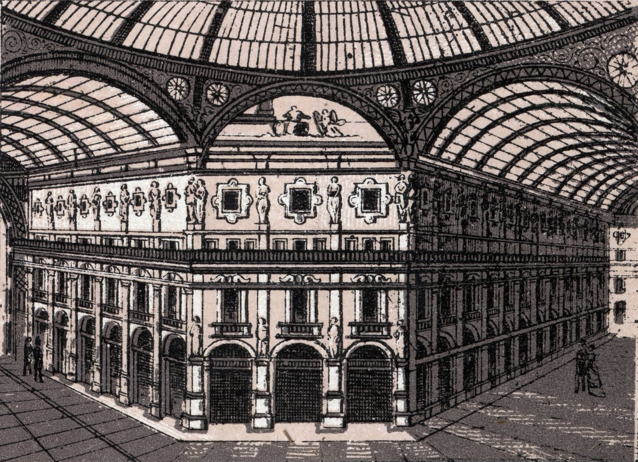 Milano, Italien: udsigt over galleriet Victor Emmanuel (Victor Emmanuel Arcade). i "" Verden illustrerer 168 visninger"" Udateret (slutningen af 1800-tallet) af Unknown artist