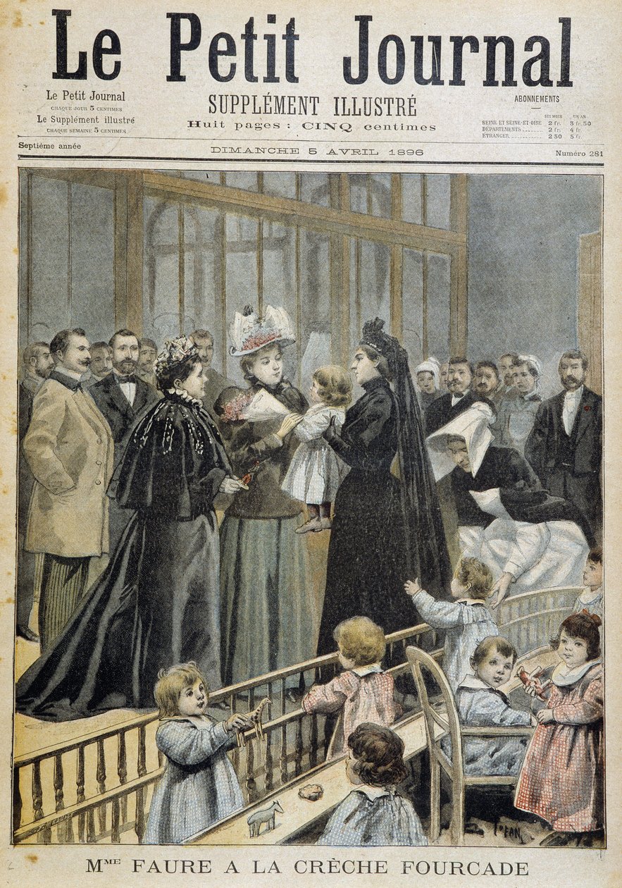 Mme Faure på Fourcade børnehave - i "" Le Petite Journal"" af 05/04/1896 af Unknown artist